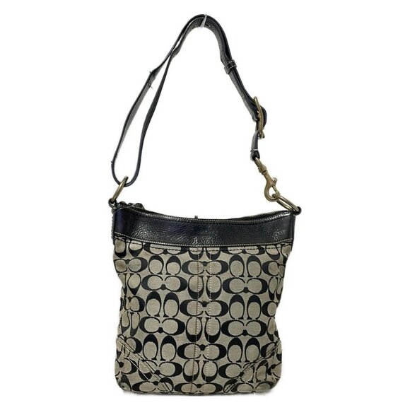 Auth COACH Signature Medium Duffel 10403 Gray Black Jacquard Leather - Picture 3 of 11